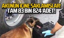 Akünün içine saklamışlar! Tam 83 bin 824 adet!