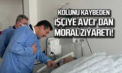 Kolunu kaybeden işçiye Avcı' dan moral ziyareti!