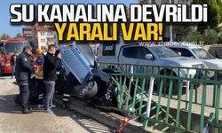 Su kanalına devrildi yaralı var!