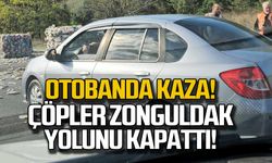 Otobanda kaza! Çöpler Zonguldak yolunu kapattı!