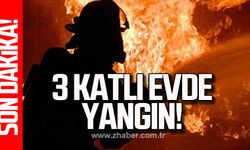 Zonguldak'ta 3 katlı evde yangın!