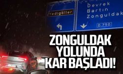 Sürücüler dikkat! Zonguldak yolunda kar bastırdı!