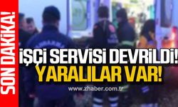 Çaycuma'da işçi servisi devrildi! Yaralılar var!