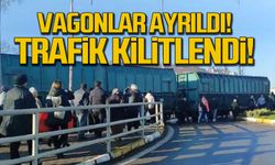 Vagonlar ayrıldı! Zonguldak'ta trafik kilitlendi!