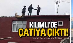 Kilimli’de Belediye Başkan Adayı Erol Sarıal çatıya çıktı
