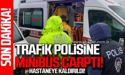 Zonguldak'ta trafik polisine minibüs çarptı!