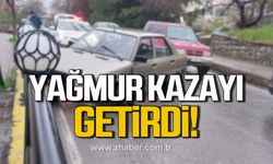 Zonguldak'ta yağmurda kayan araç bariyere çarptı!