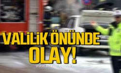 Zonguldak'ta Valilik önünde otomobil alev aldı!