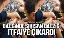 Zonguldak’ta bir kadının şişen bileğindeki bileziği itfaiye çıkardı!