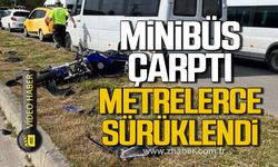 Bartın'da motosiklete minibüs çarptı! Metrelerce sürüklendi!