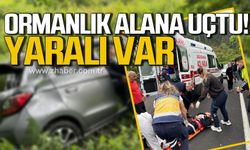 Kozlu'da araç ormanlık alana uçtu! Yaralı var!