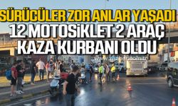Kdz. Ereğli'de çöp kamyonunun hidrolik yağı yola aktı! 12 motosiklet 2 otomobil kazaya karıştı!
