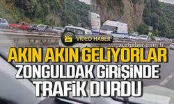 Akın akın geliyorlar! Zonguldak girişinde trafik durdu!