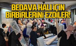 Bedava halı için birbirlerini ezdiler!