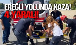 Ereğli yolunda kaza! Araç uçtu! 4 yaralı!