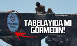 Tehlikeli anlar! 'Yasak' tabelasını da mı görmedin!