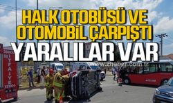 Düzce'de özel halk otobüsü ile otomobil çarpıştı! Yaralılar var!