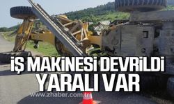 Karabük'te Özel İdareye ait iş makinesi devrildi! Yaralı var!