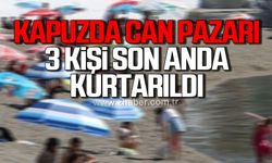 Kapuz Plajında can pazarı! 3 kişi son anda kurtarıldı!