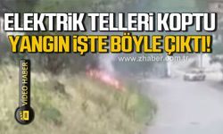 Karabük'te fırtına nedeniyle kopan elektrik telleri yangın çıkarttı!