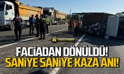 Faciadan dönüldü! Tüp kamyonunun kazası güvenlik kamerasında!