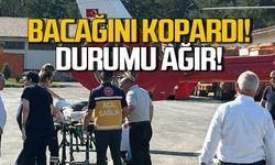 Odun keserken bacağını kopardı! Helikopter ile sevk edildi!