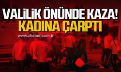 Zonguldak Valiliği önünde kaza! Motosiklet kadına çarptı!