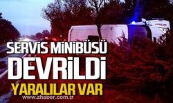 Çaycuma'da servis minibüsü devrildi! Yaralılar var!