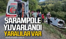 Alaplı'da araç şarampole yuvarlandı! Yaralılar var!