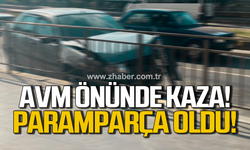 AVM önünde kaza! Paramparça oldu!