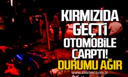 Zonguldak'ta motosikletli kırmızıda geçti otomobile çarptı! Durumu ağır!