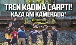 Tren kadına çarptı! Kaza anı kamerada!