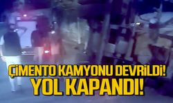 Kilimli'de kaza! Çimento yüklü kamyon devrildi!