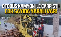 Otobüs kamyon ile çarpıştı! Çok sayıda yaralı var!