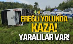 Zonguldak'ta yolcu midibüsü devrildi; Yaralılar var