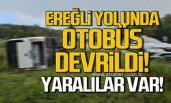 Zonguldak'ta yolcu midibüsü devrildi; Yaralılar var