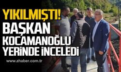 Geçici köprü yıkılmıştı! Başkan Kocamanoğlu yerinde inceledi!