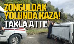 Zonguldak-Ankara yolunda kaza! Takla attı!