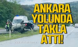 Ankara yolunda takla attı!