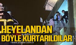 Zonguldak'ta heyelandan böyle kurtarıldılar!