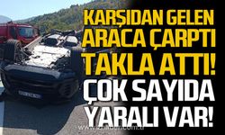 Takla atan araç ters döndü! Çok sayıda yaralı var