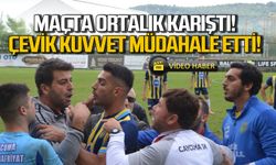 Çaycuma maçında ortalık karıştı! Polis müdahale etti!