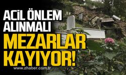 Mezarlıkta heyelan! Acil önlem alınmalı!