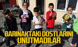 Minikler, barınaktaki dostlarını unutmadılar