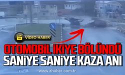 Bartın’da otomobil ikiye bölündü! Saniye saniye kaza anı!