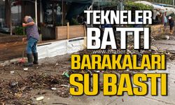 Kozlu'da tekneler battı, barakaları su bastı