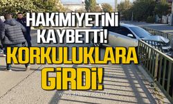 Direksiyon hakimiyetini kaybetti! Korkuluklara girdi