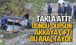 Zonguldak'ta otomobil takla attı! Döndü- Dursun Akkaya çifti yaralandı!