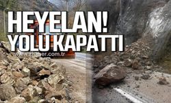 Karabük'te heyelan! Yolu kapattı!