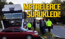 Alaplı yolunda kaza! 100 metre sürükledi!